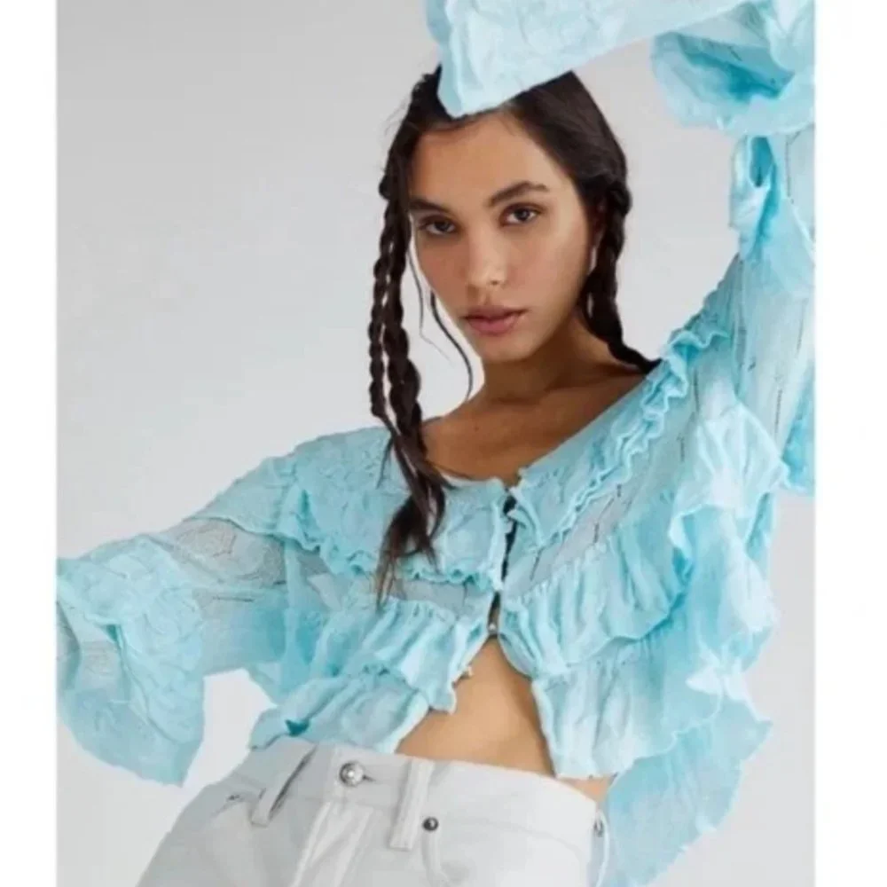 NWOT Free People Ruffle Cardigan